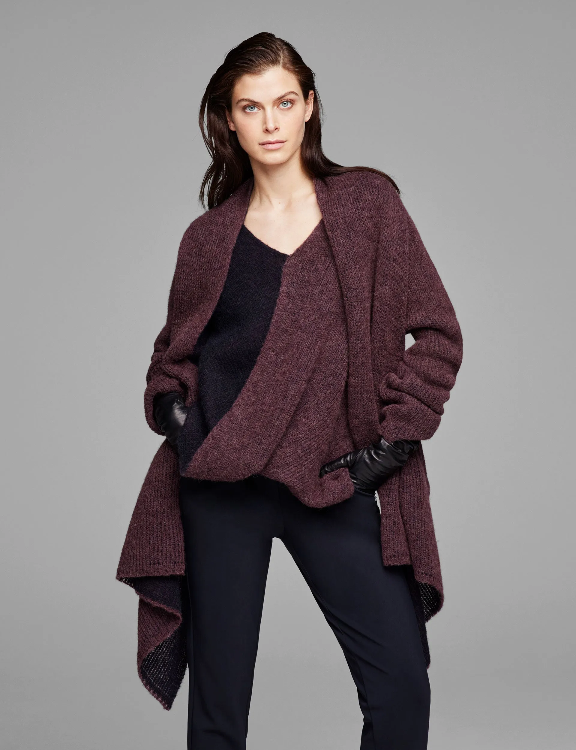 2 Sided Mohair Cardigan - Plum