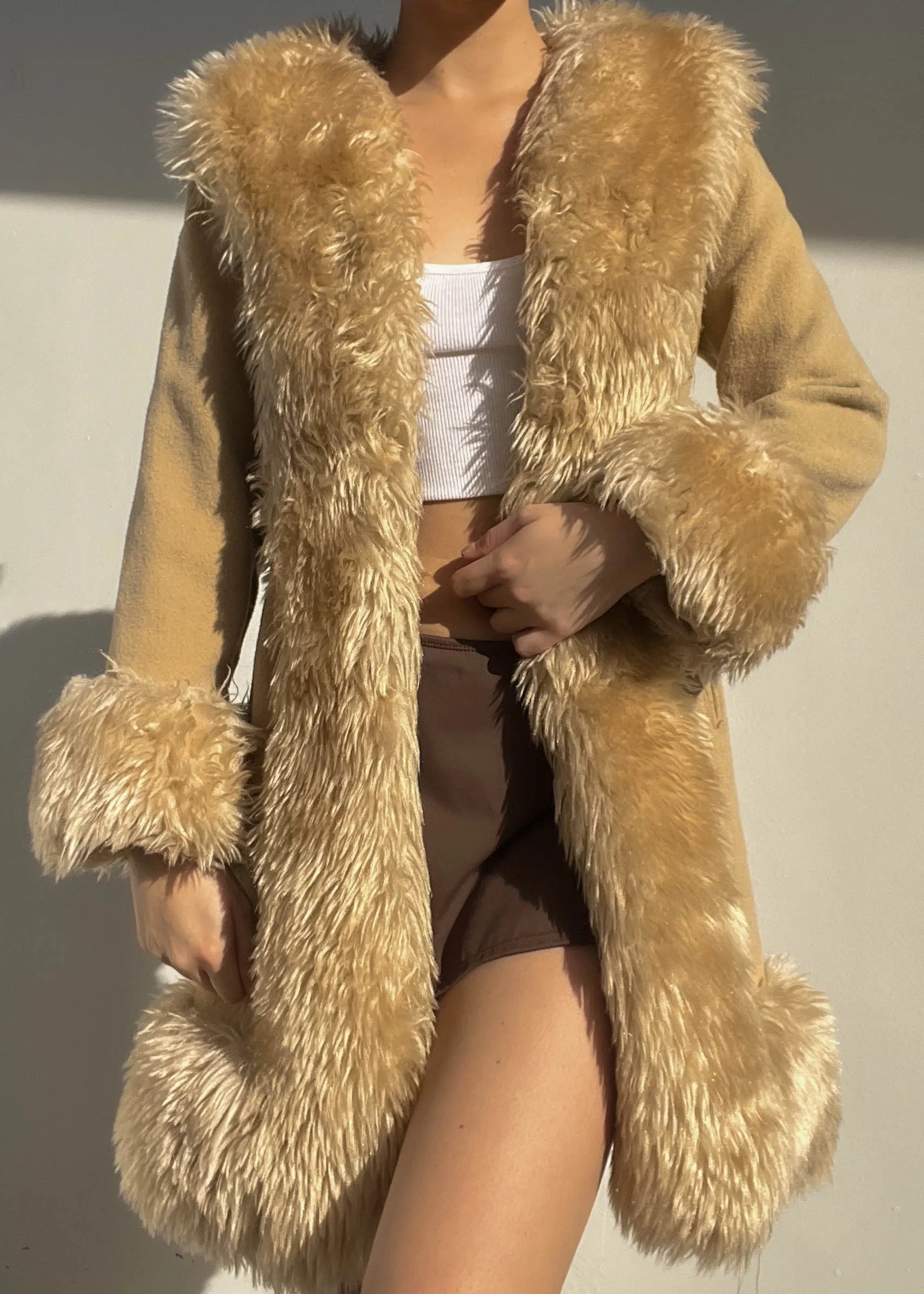 60's Blondie Fur Trim Coat (S)