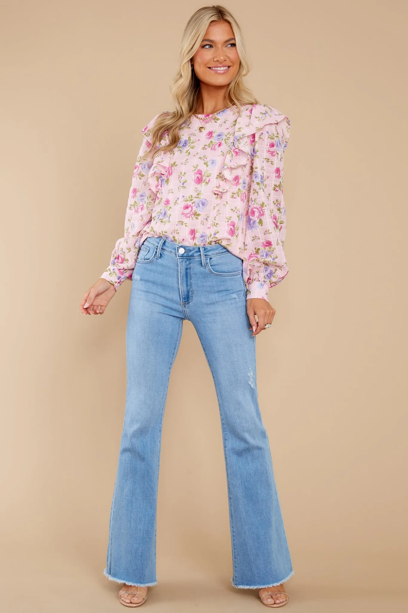 A Different Story Pink Floral Print Cotton Top