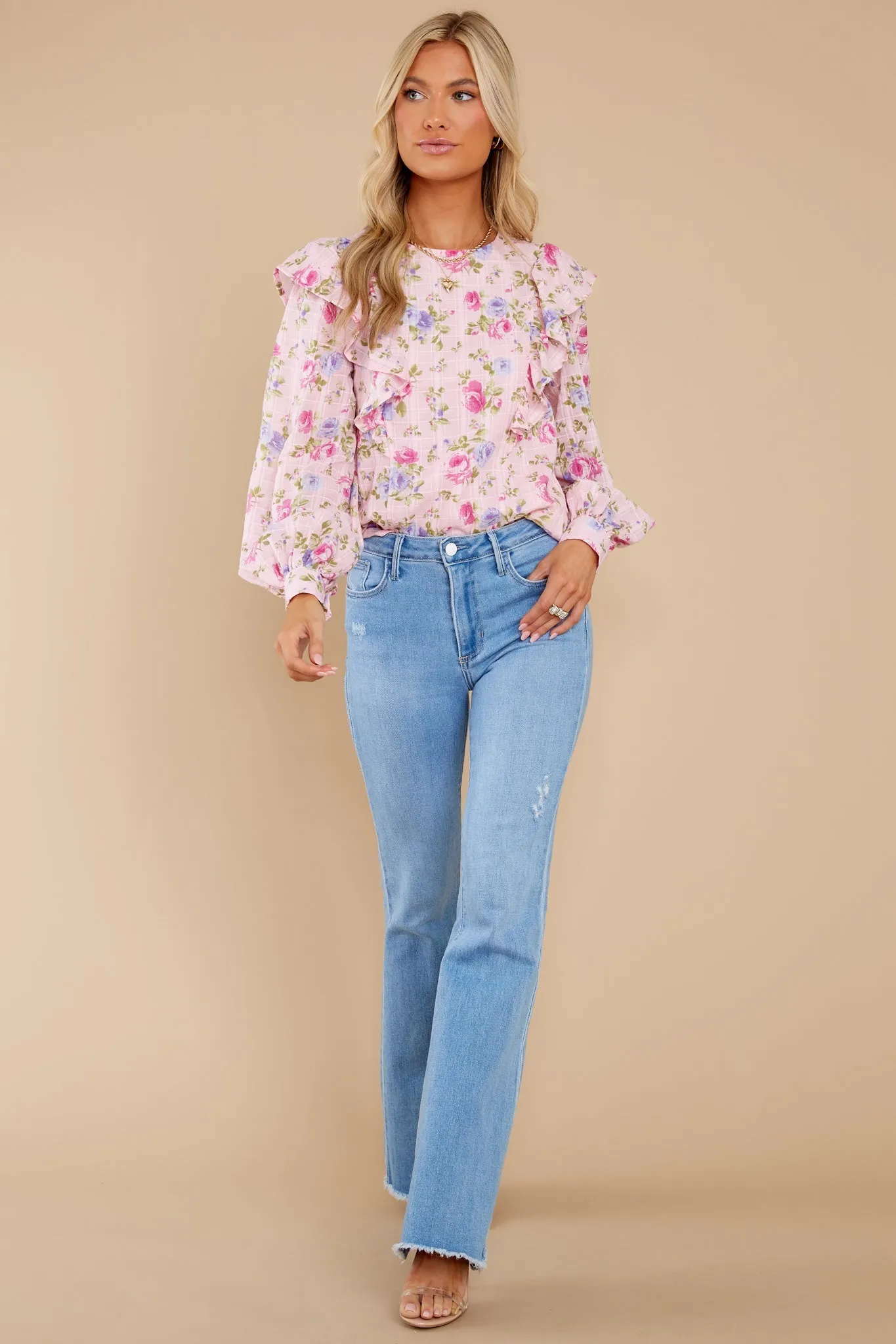 A Different Story Pink Floral Print Cotton Top