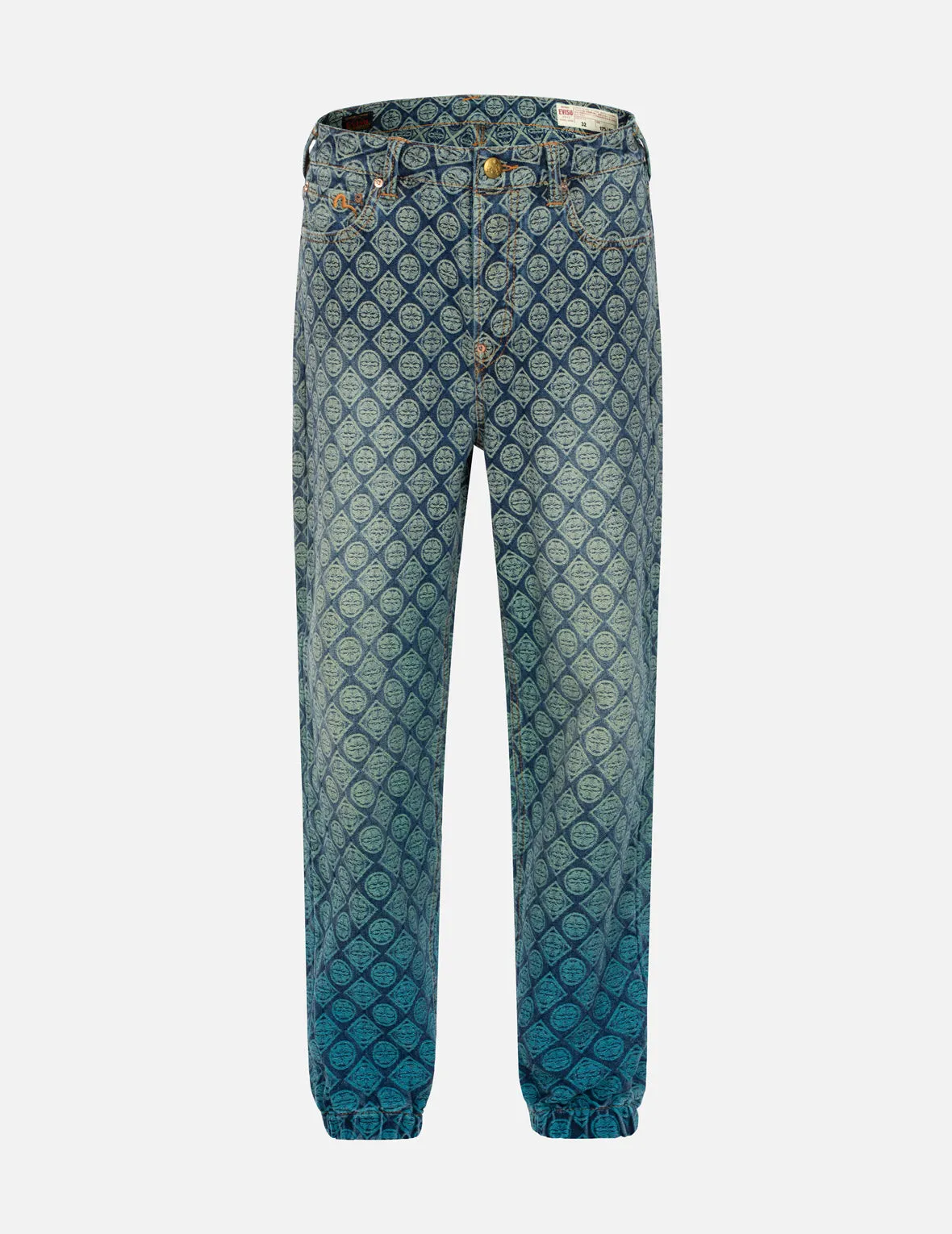 Allover Kamon Jacquard Relax Fit Denim Joggers