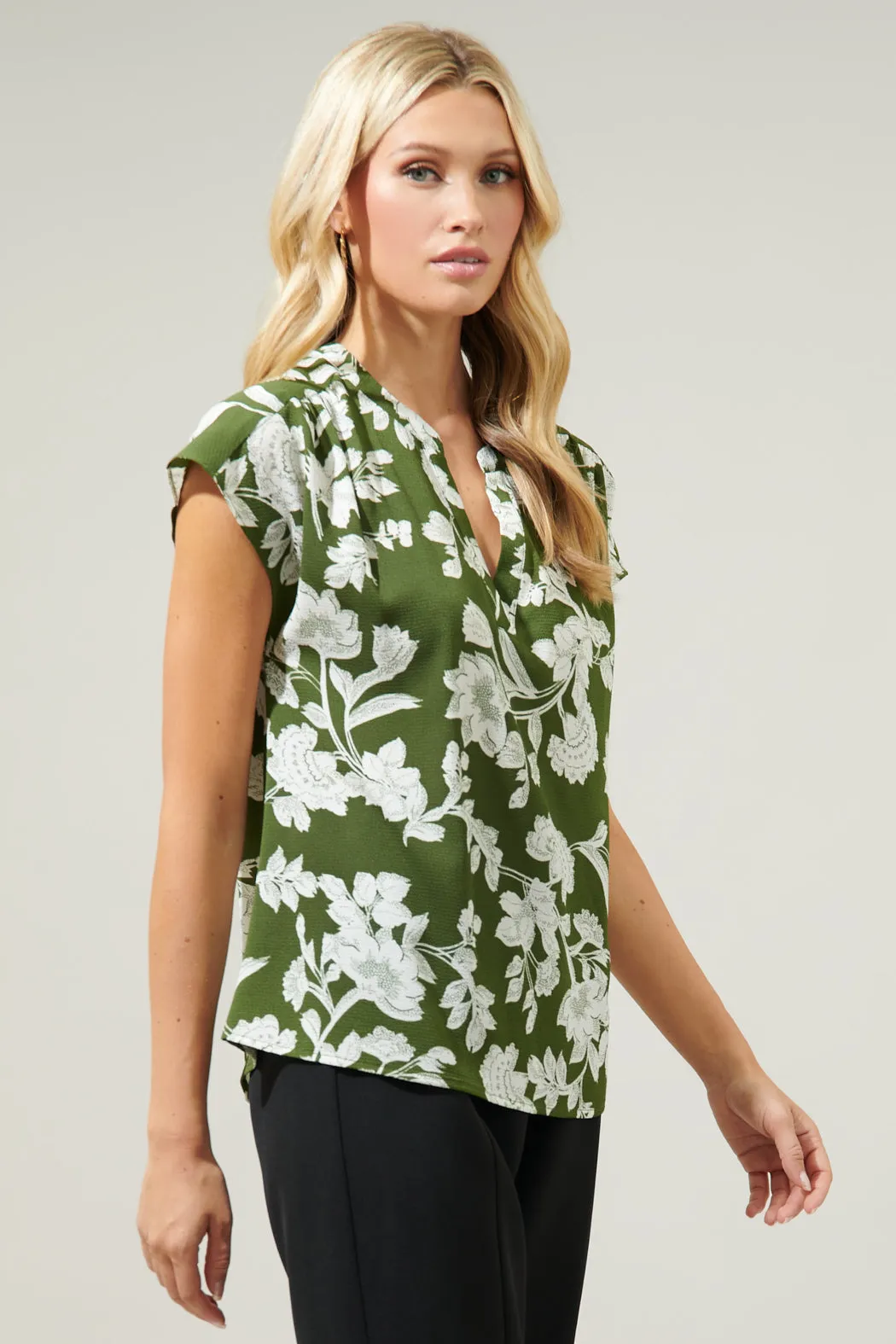 Angelique Split Neck Dolman Blouse