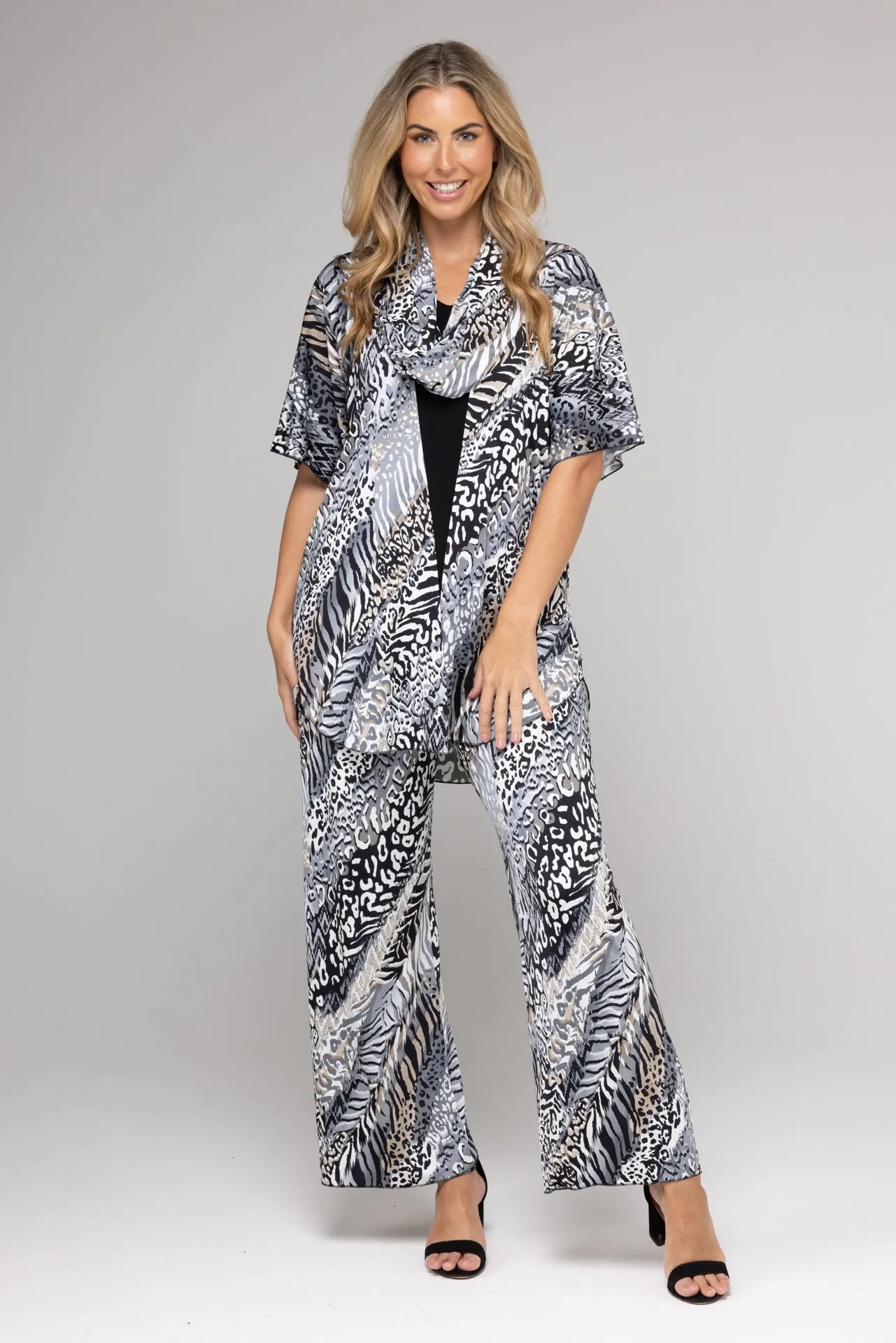 Animal Wide Leg Jersey Palazzo Pants