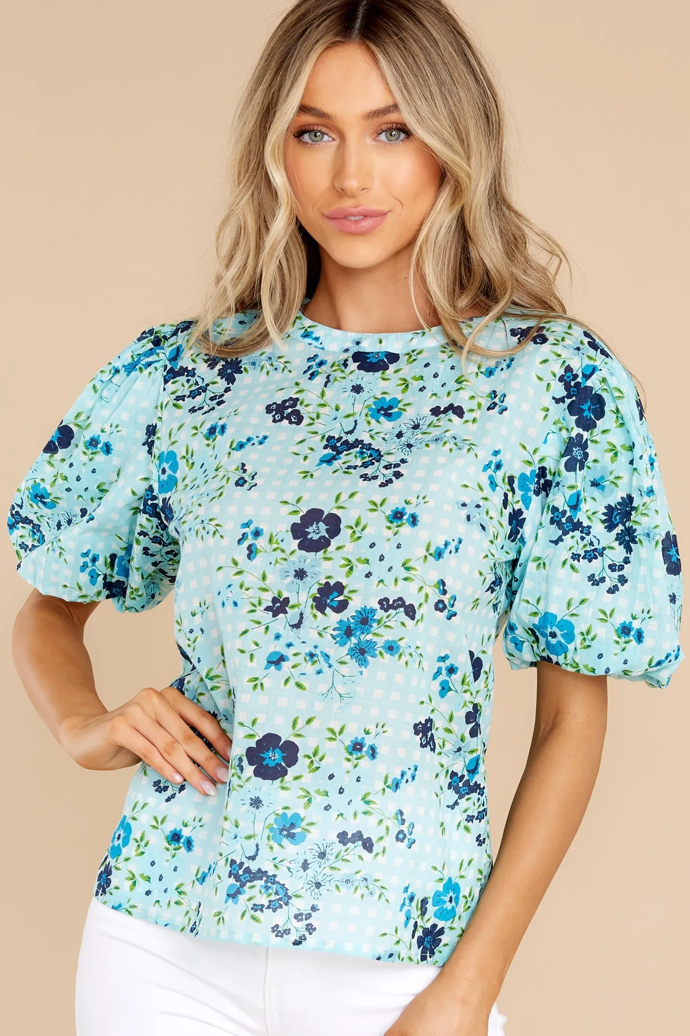 Annie English Garden Baby Blue Top