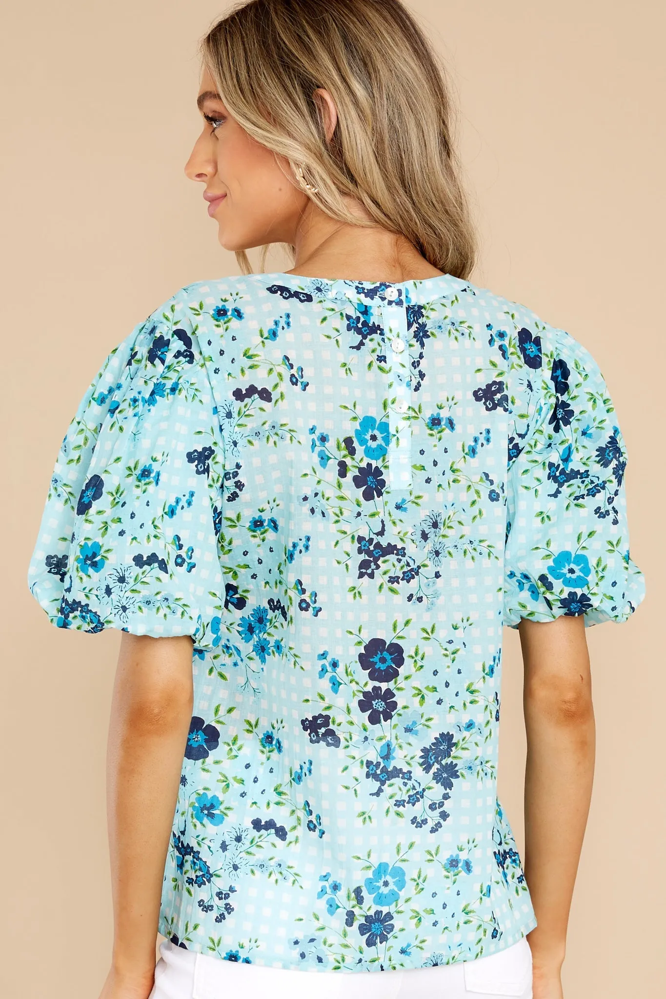 Annie English Garden Baby Blue Top