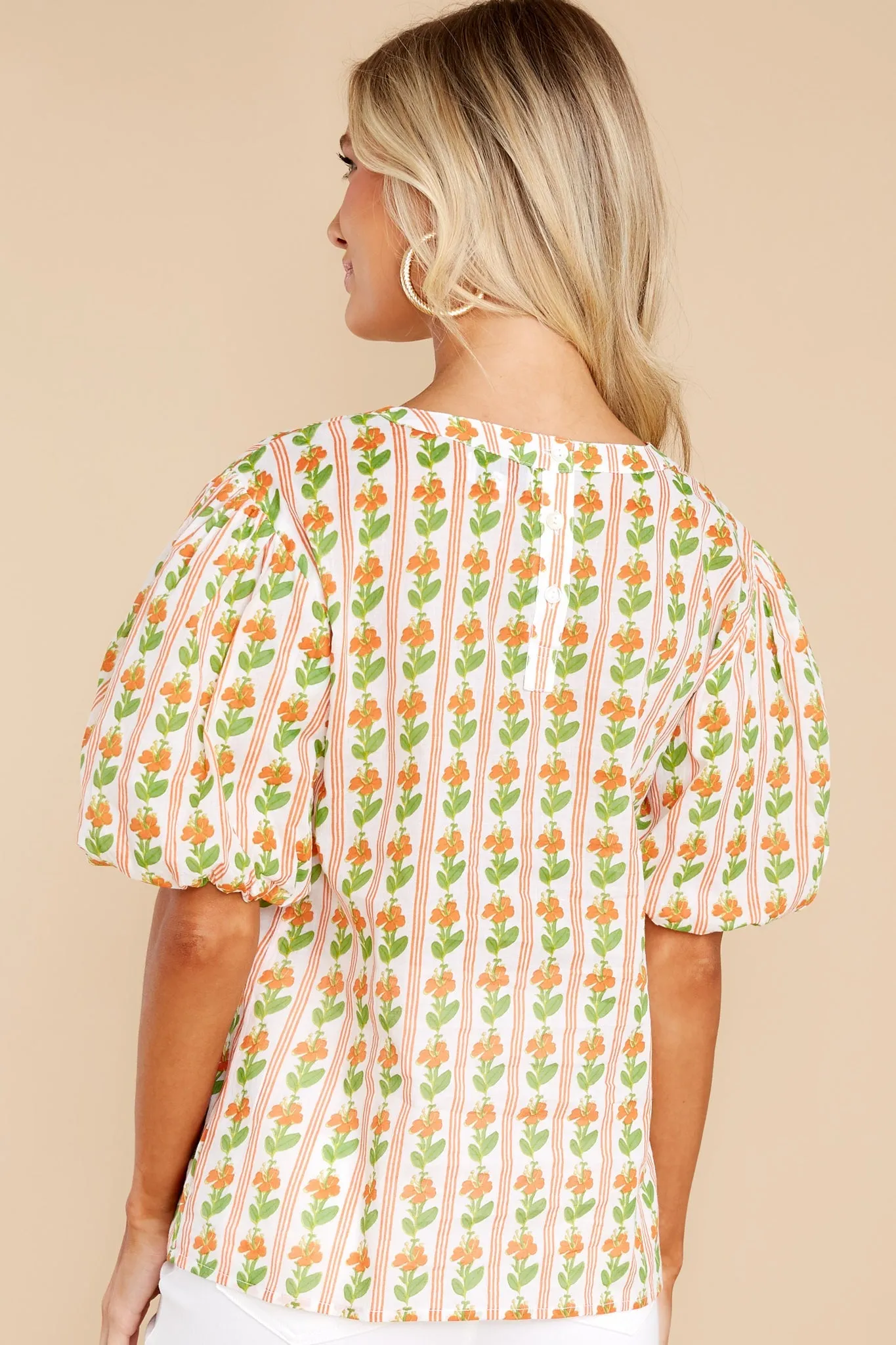 Annie Floral Stripe Melon Top