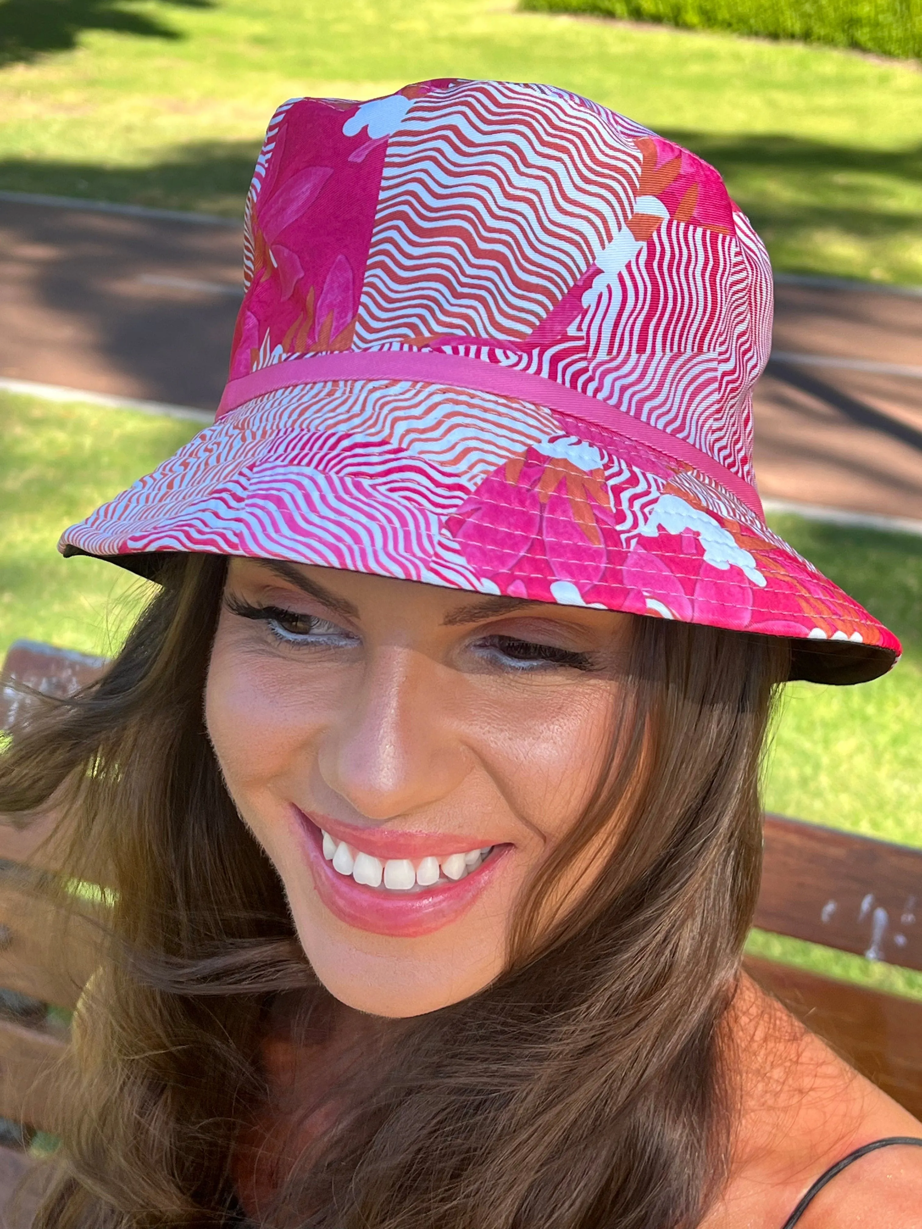 Beach Kimono and Bucket Hat Combo - Pink