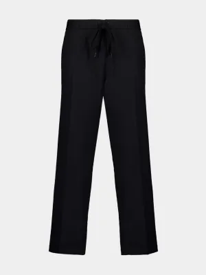 Black Tailored Drawstring-Waist Trousers