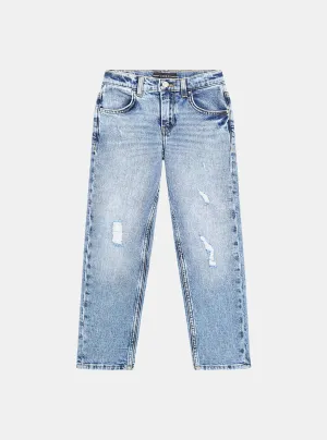 Blue Denim Straight Pants (7-16)