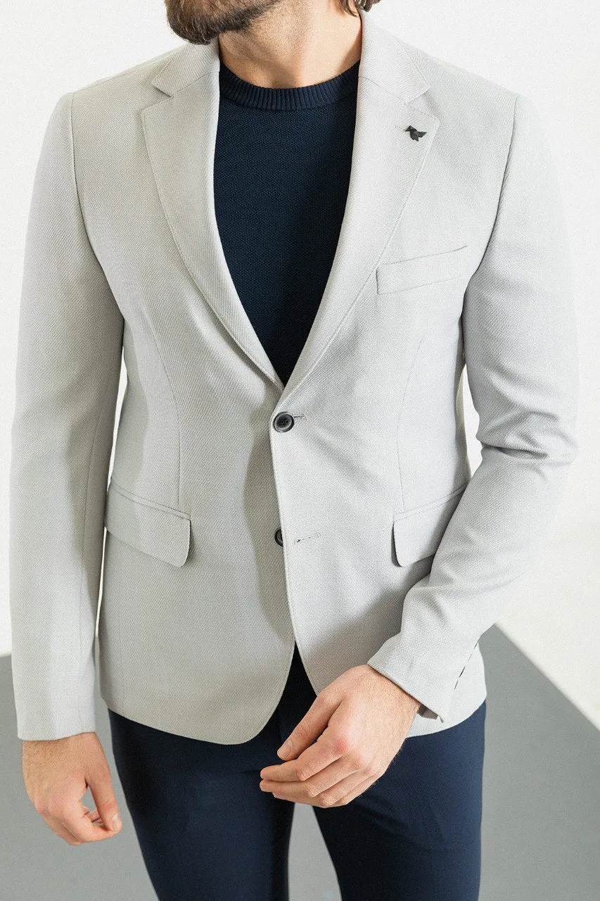 Bojoni Pezza Slim Fit Light Grey Blazer