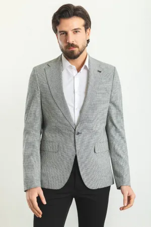 Bojoni Torretta Slim Fit Grey Plaid Blazer