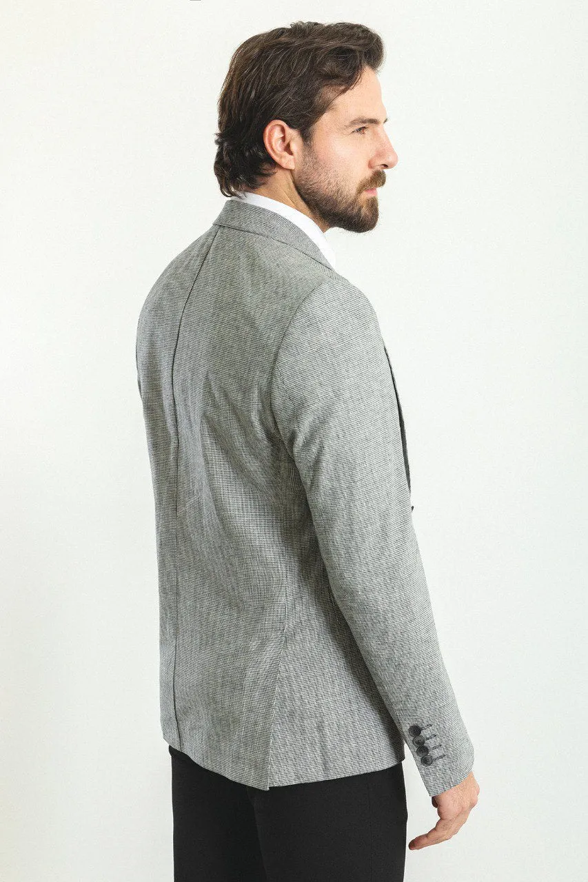 Bojoni Torretta Slim Fit Grey Plaid Blazer