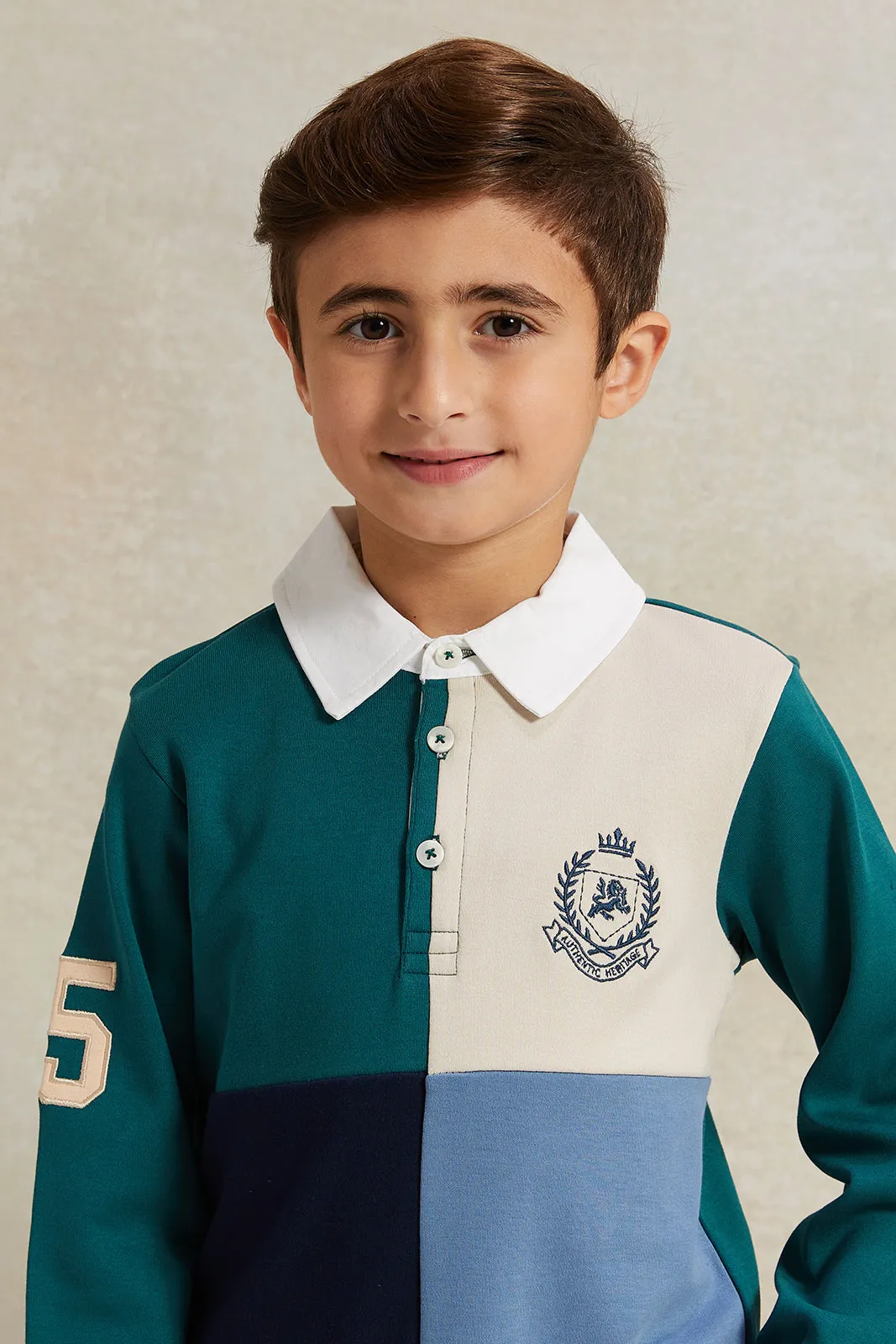 Boys Multicolour Long Sleeve Polo T-Shirt