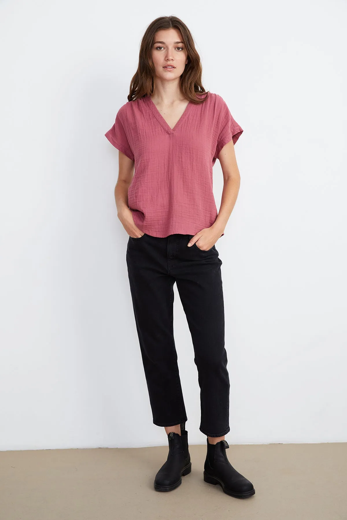 CARAH COTTON CONTRAST BLOUSE