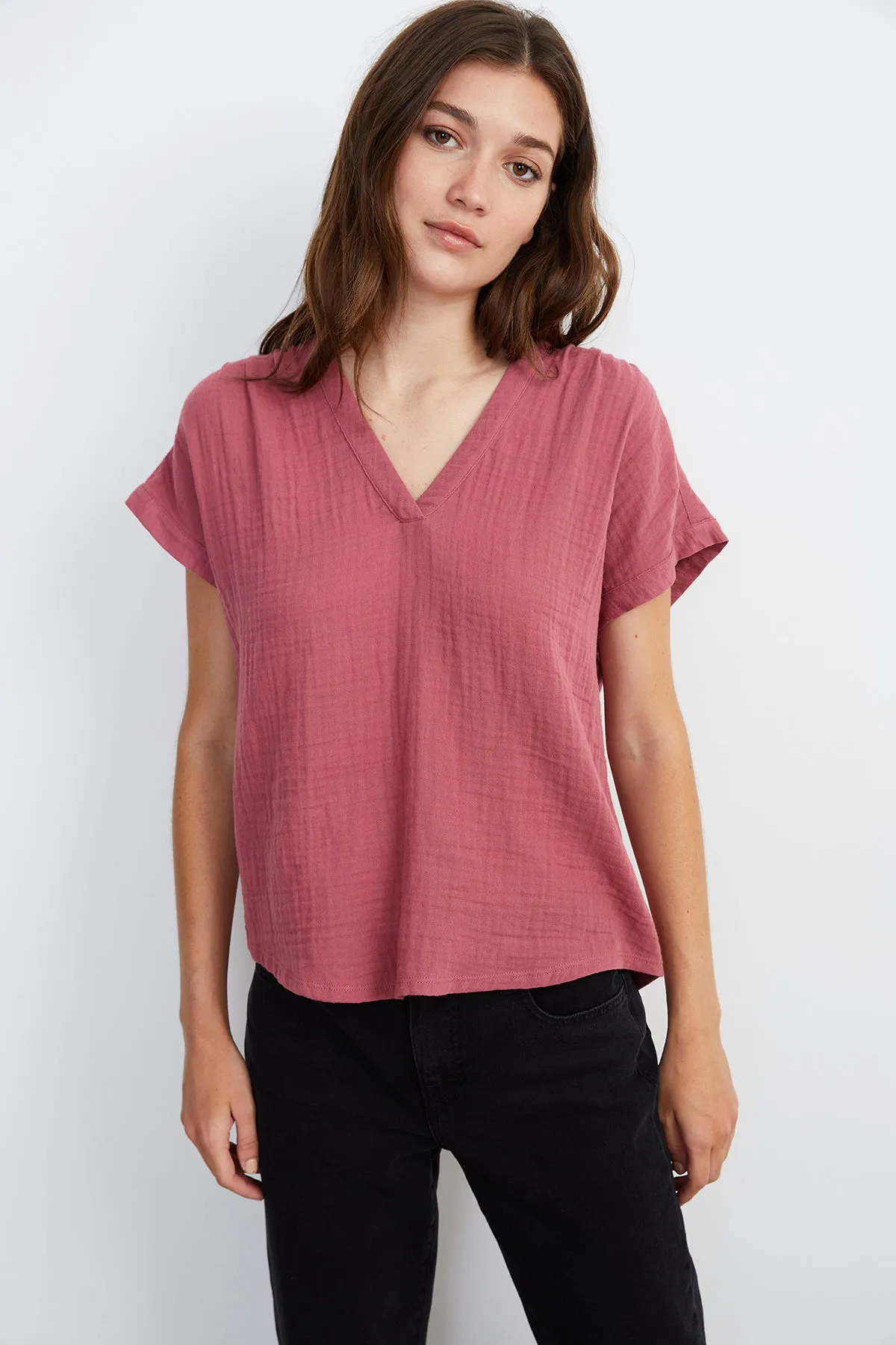 CARAH COTTON CONTRAST BLOUSE