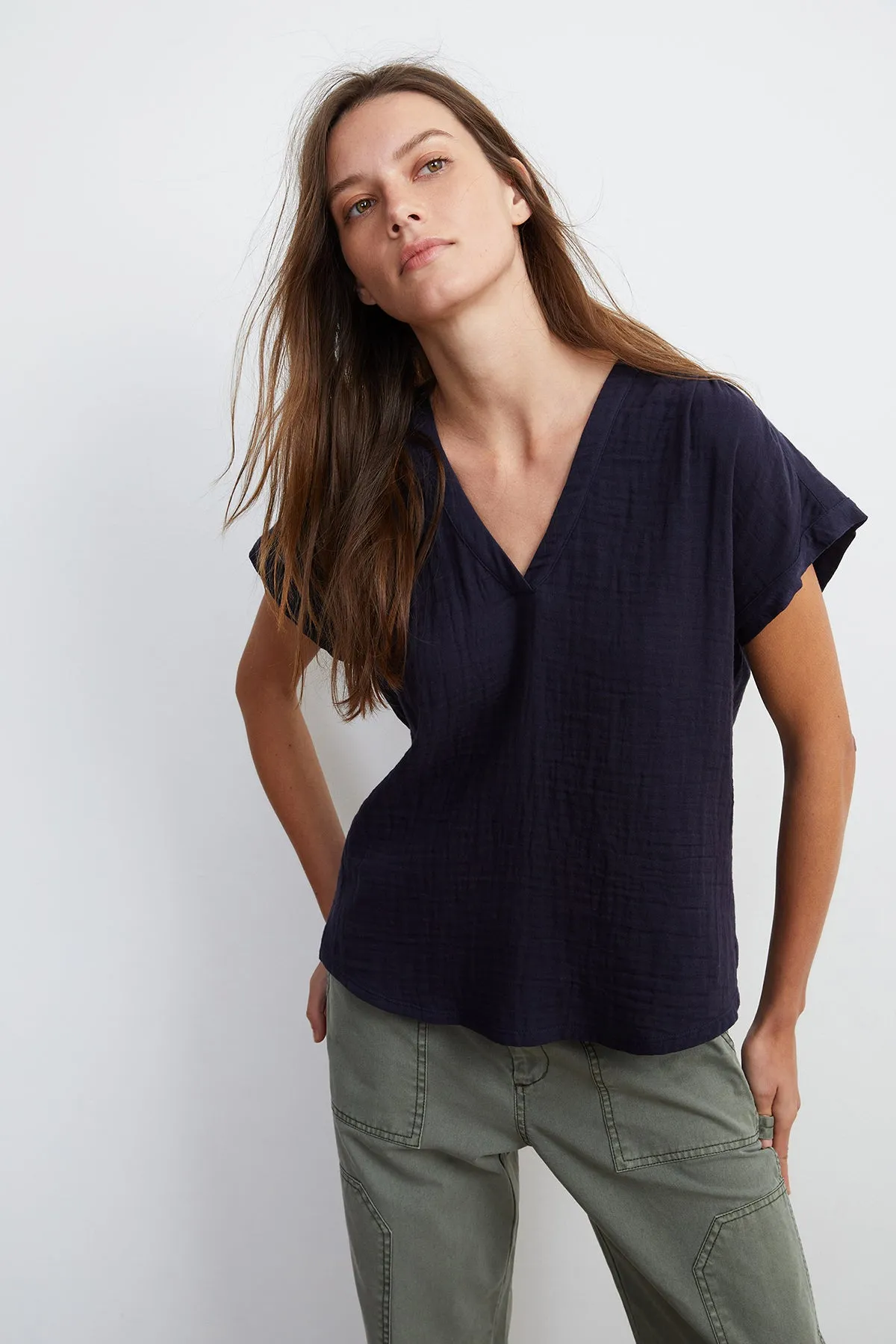 CARAH COTTON CONTRAST BLOUSE