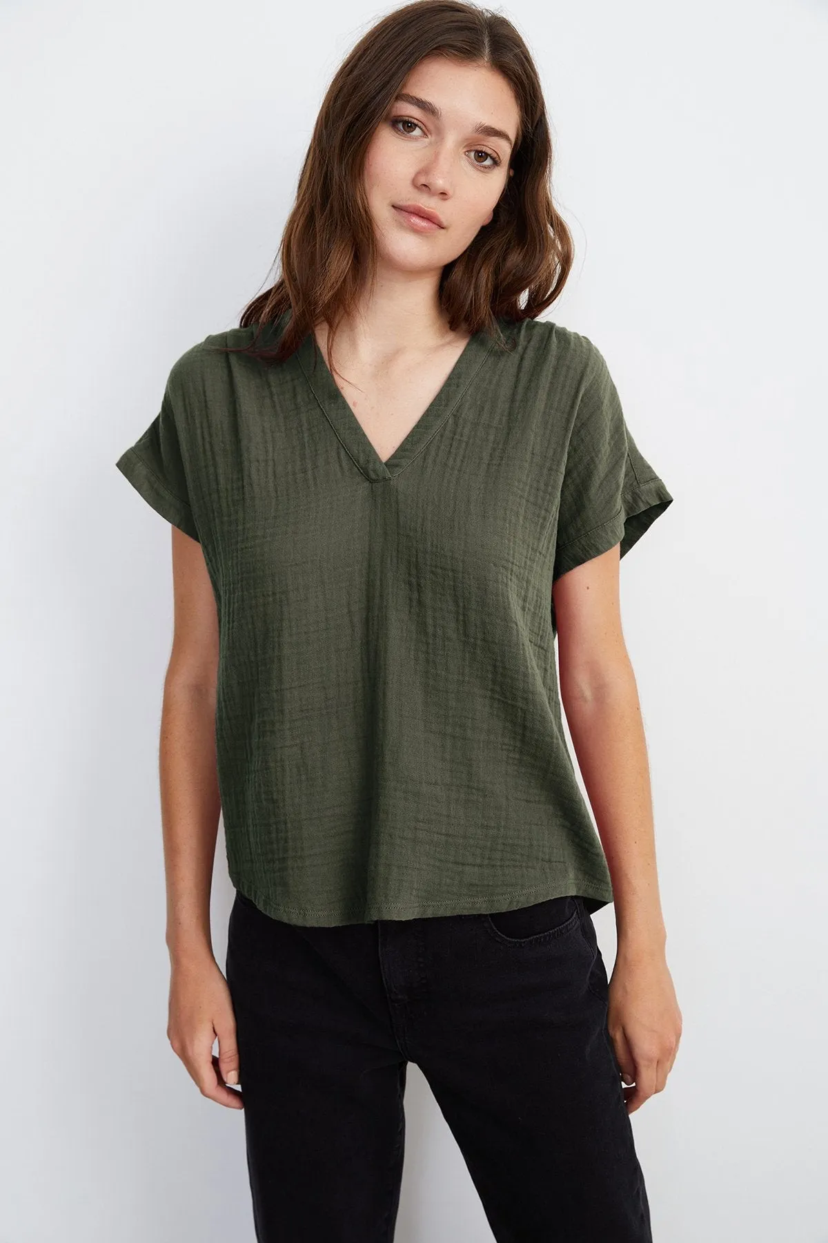 CARAH COTTON CONTRAST BLOUSE