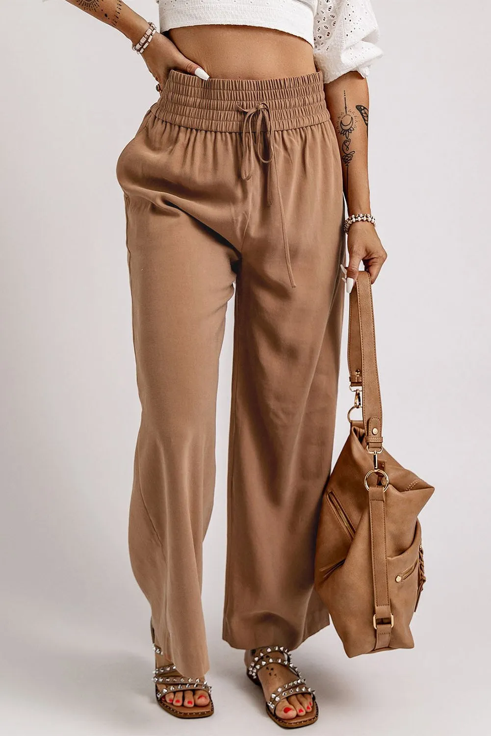 CARAMEL LATTE WIDE LEG PANTS