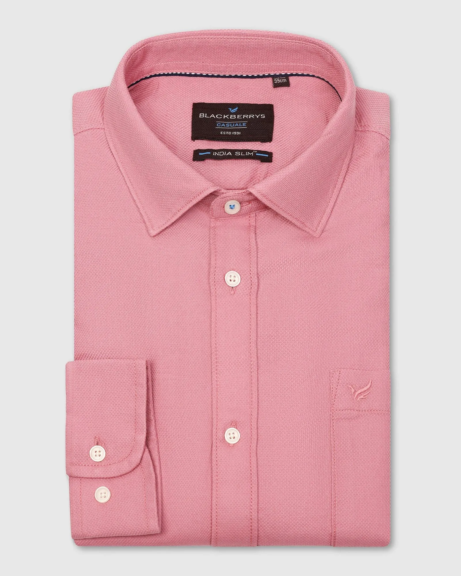 Casual Dusty Pink Textured Shirt - Caty