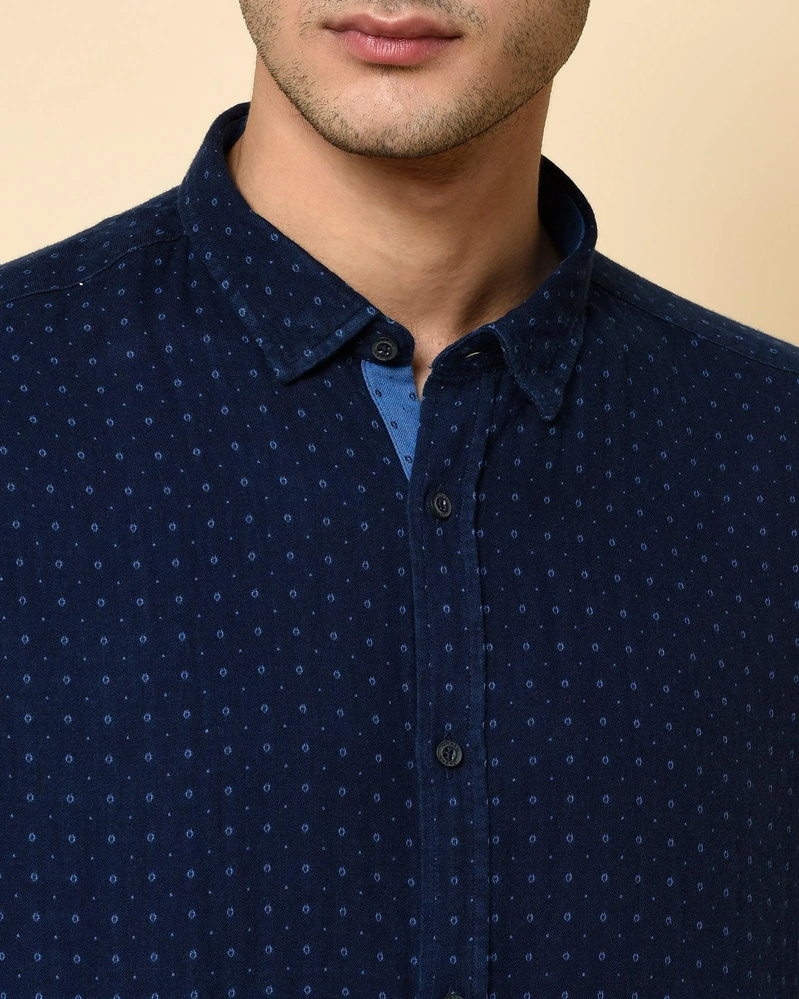 Casual Indigo Blue Printed Shirt - Dorma