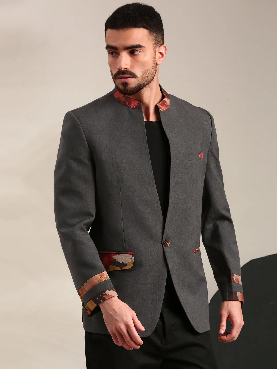 Charcoal Grey Cotton Blazer