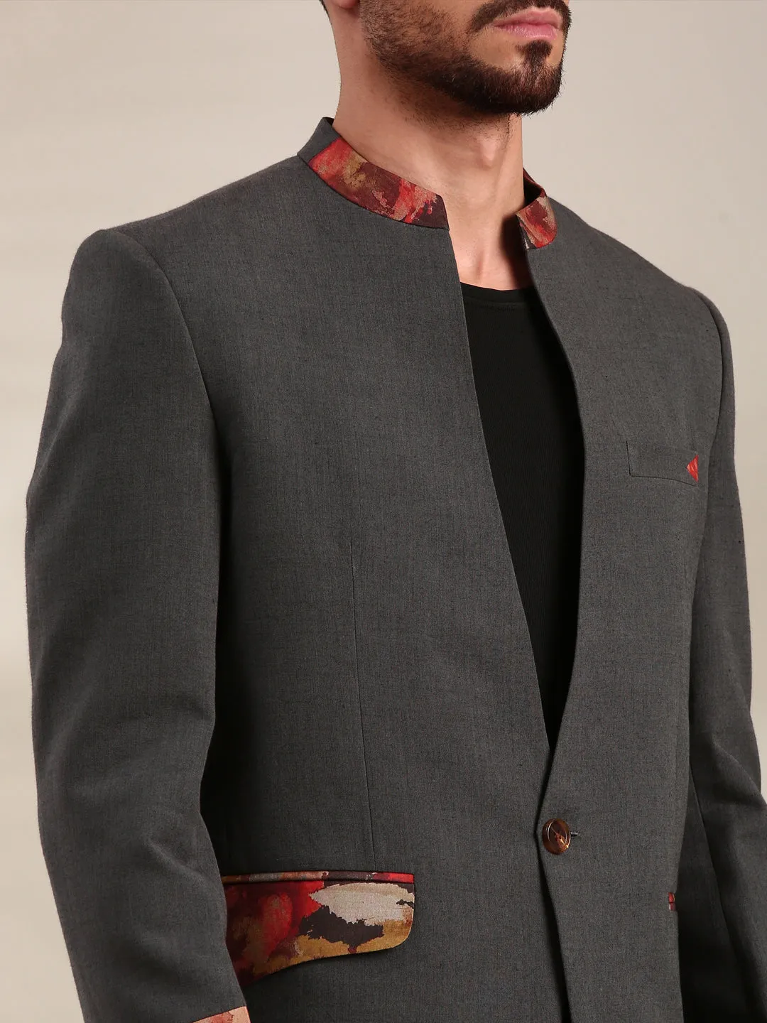 Charcoal Grey Cotton Blazer