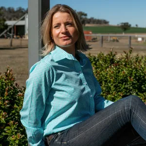 Coco E-Aqua/White Check Relaxed Fit Shirt