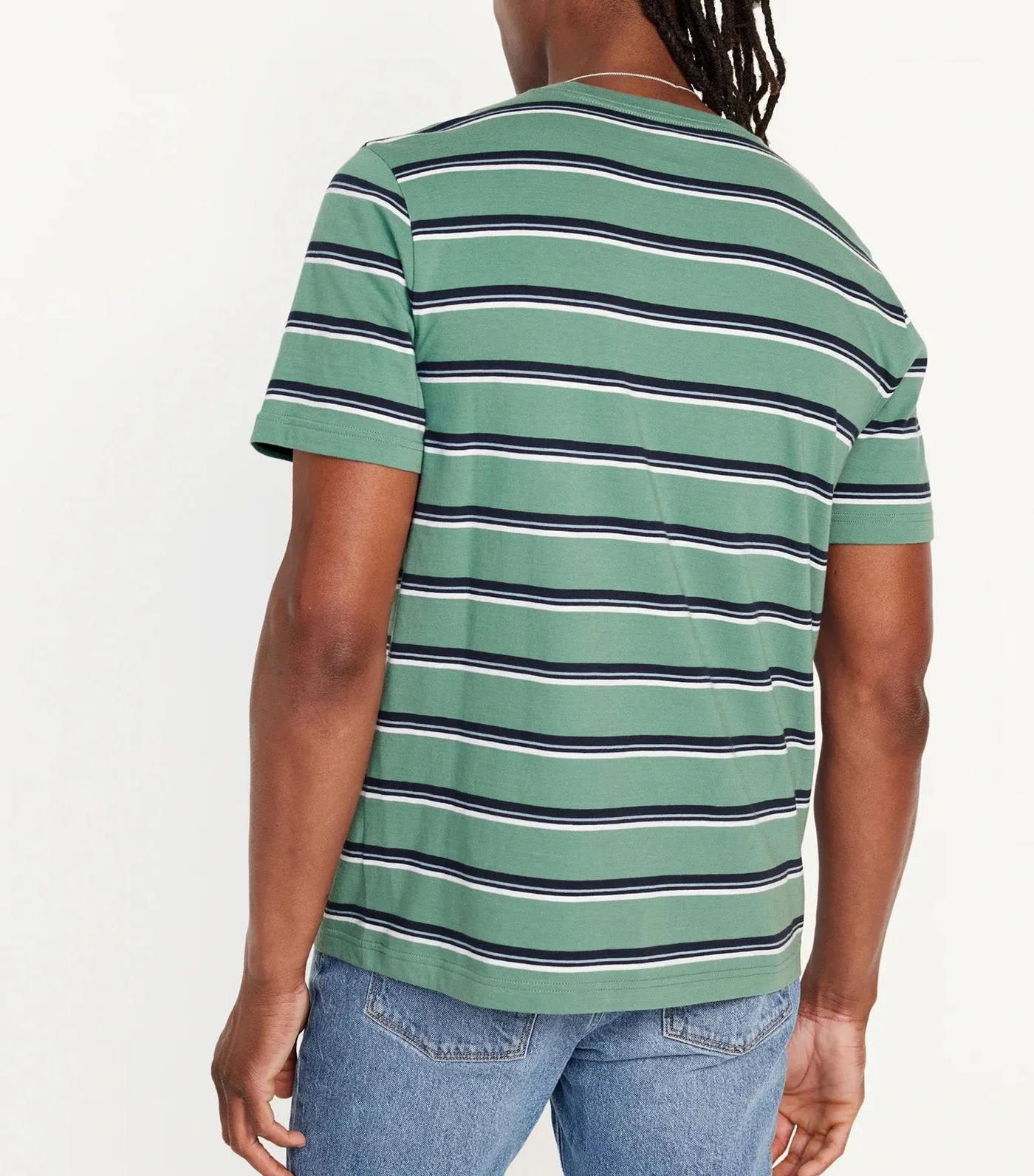 Crew-Neck Striped T-Shirt For Men Silver Fern