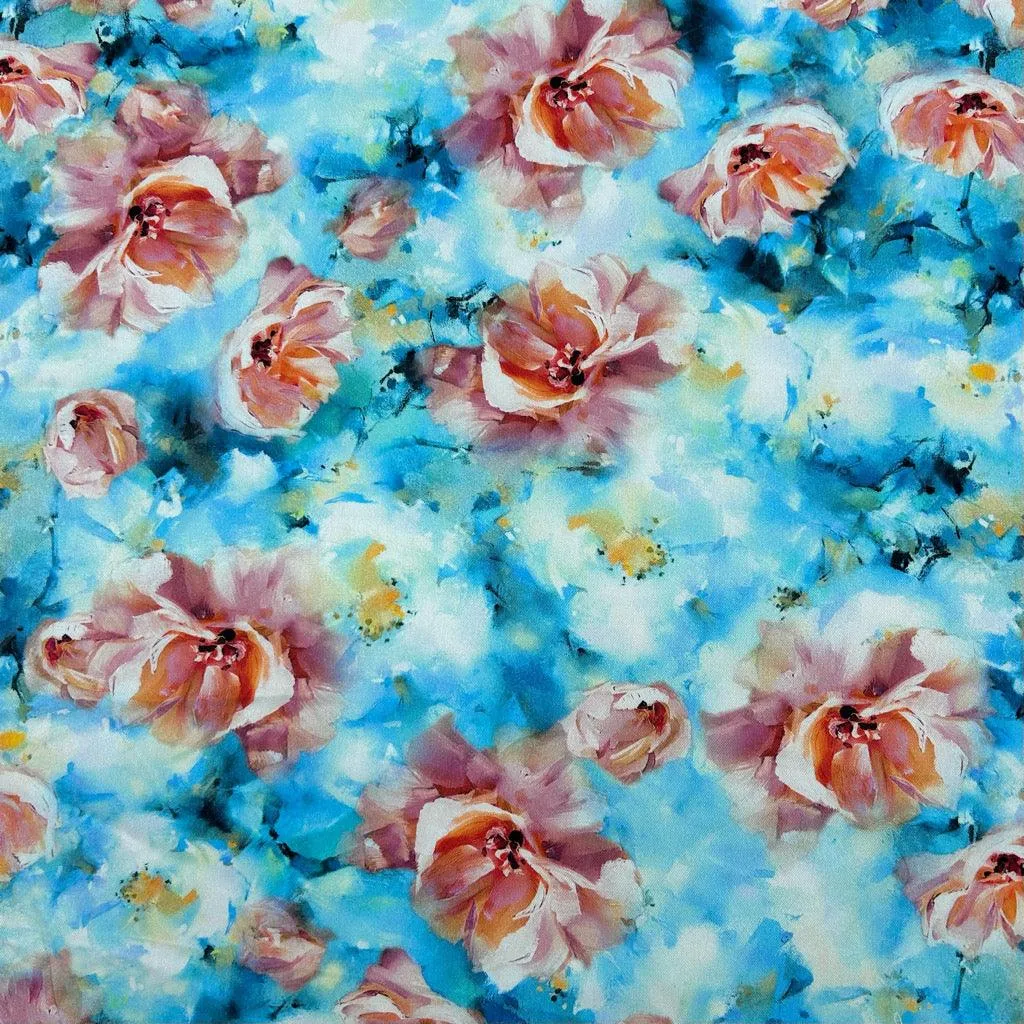 Dreamy Flowers Viscose Twill Fabric