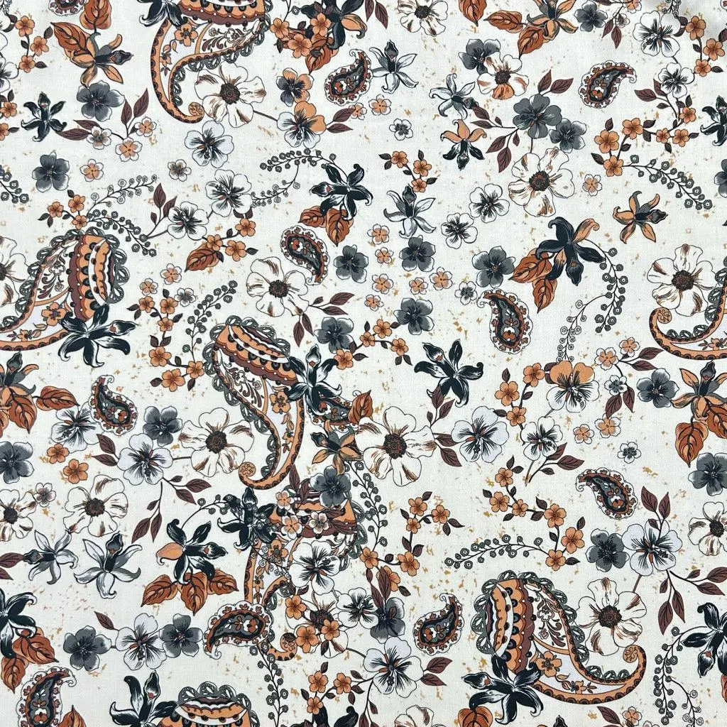 Flowers and Paisleys Viscose Lawn Fabric