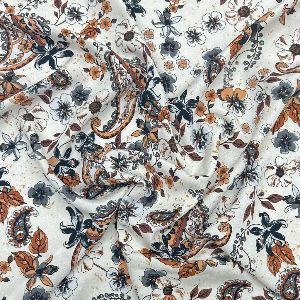 Flowers and Paisleys Viscose Lawn Fabric