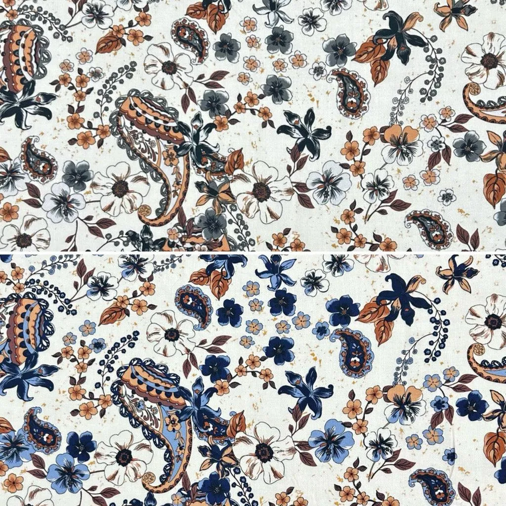 Flowers and Paisleys Viscose Lawn Fabric