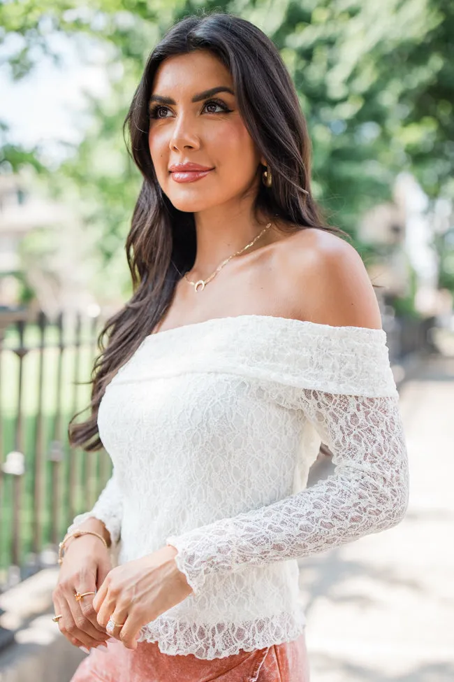 Fresh Starts Cream Off The Shoulder Lace Blouse FINAL SALE