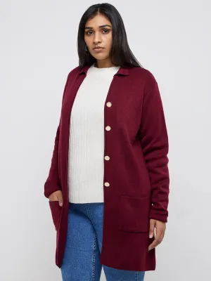 Gia Maroon Knitted Long Cardigan