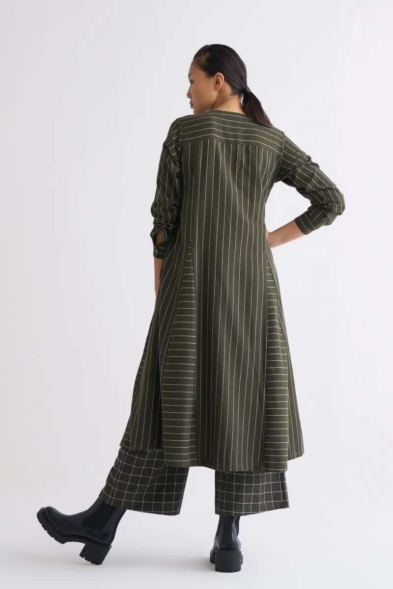 Gusset Dress - Olive Stripe