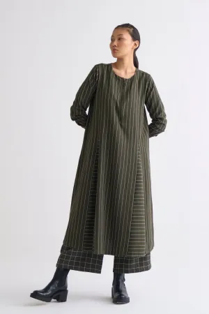 Gusset Dress - Olive Stripe