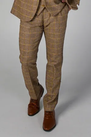 Harris - Mens Brown Tweed Check Trousers