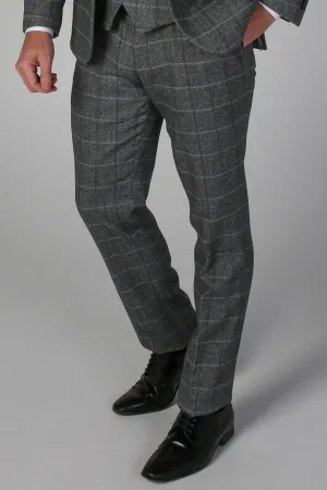 Harris - Men's Grey Tweed Check Trousers