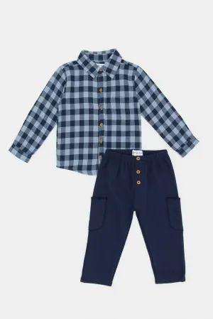 Infant Boys Navy And Blue Casual Set (3 Piece)