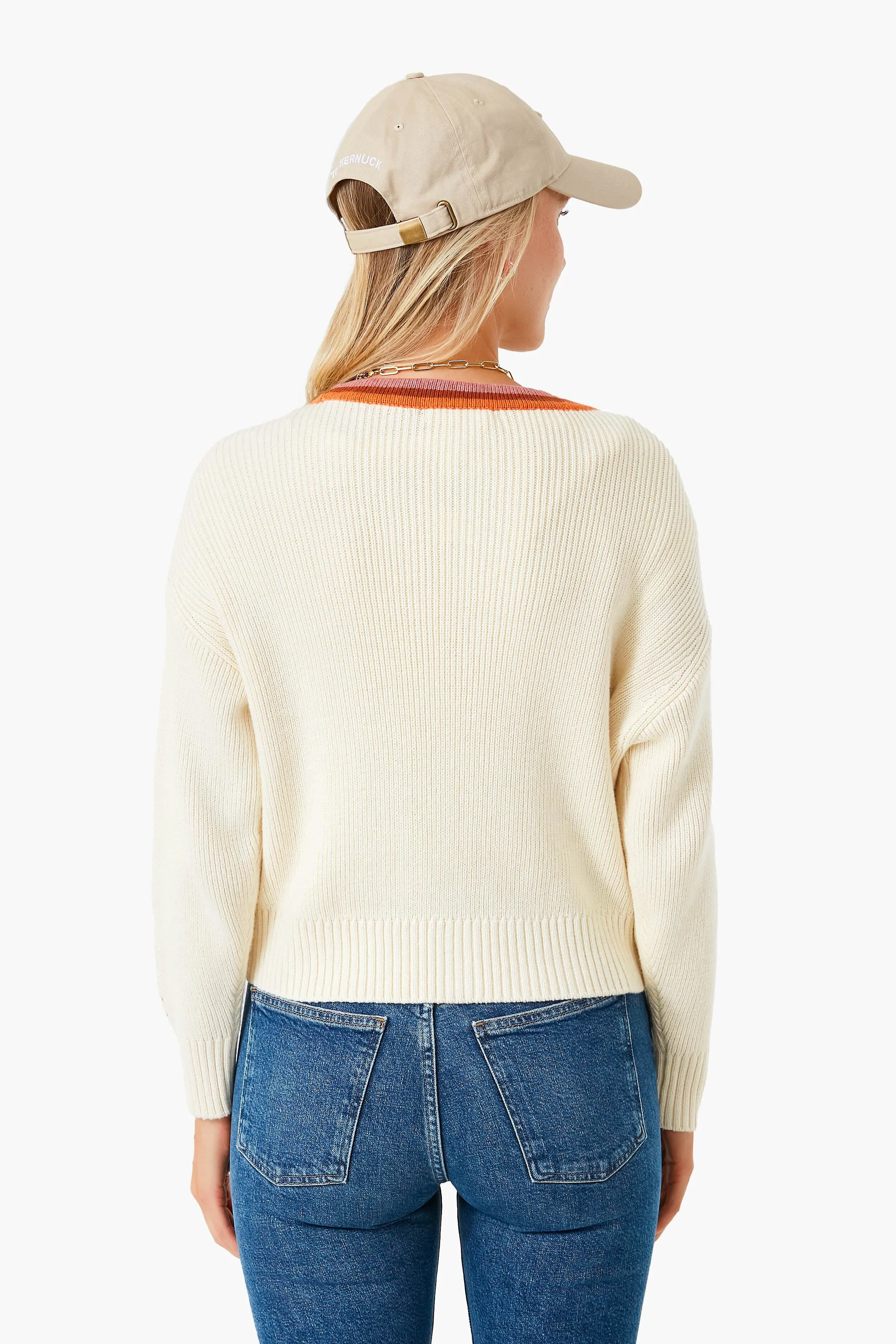 Ivory with Tipping Robin Crop Cardigan