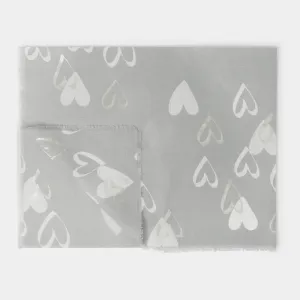 Katie Loxton 184cm Pale Grey Hearts Printed Foil Scarf