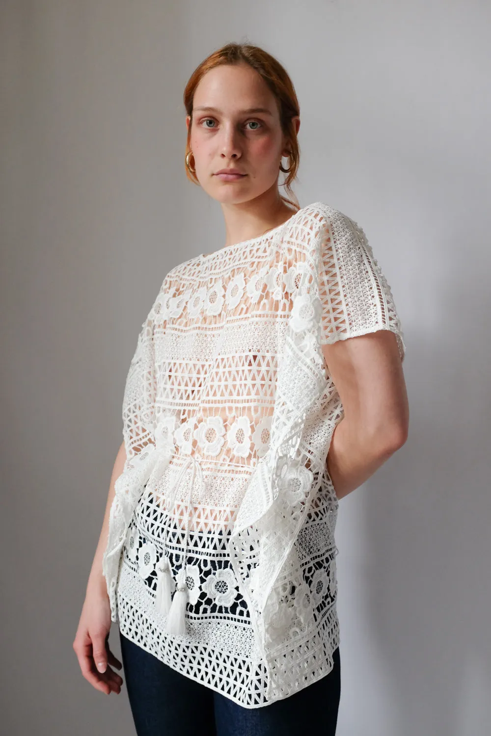 LACE FLORAL WHITE SUMMER VINTAGE LAUREL SHIRT