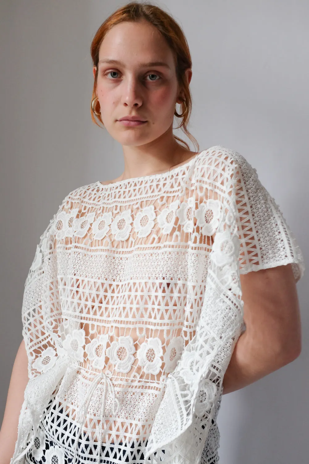 LACE FLORAL WHITE SUMMER VINTAGE LAUREL SHIRT