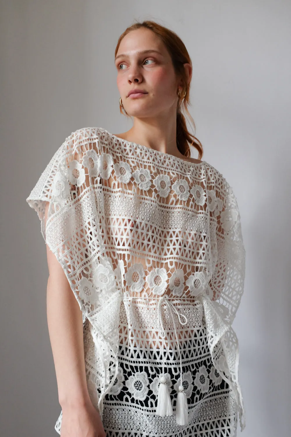 LACE FLORAL WHITE SUMMER VINTAGE LAUREL SHIRT