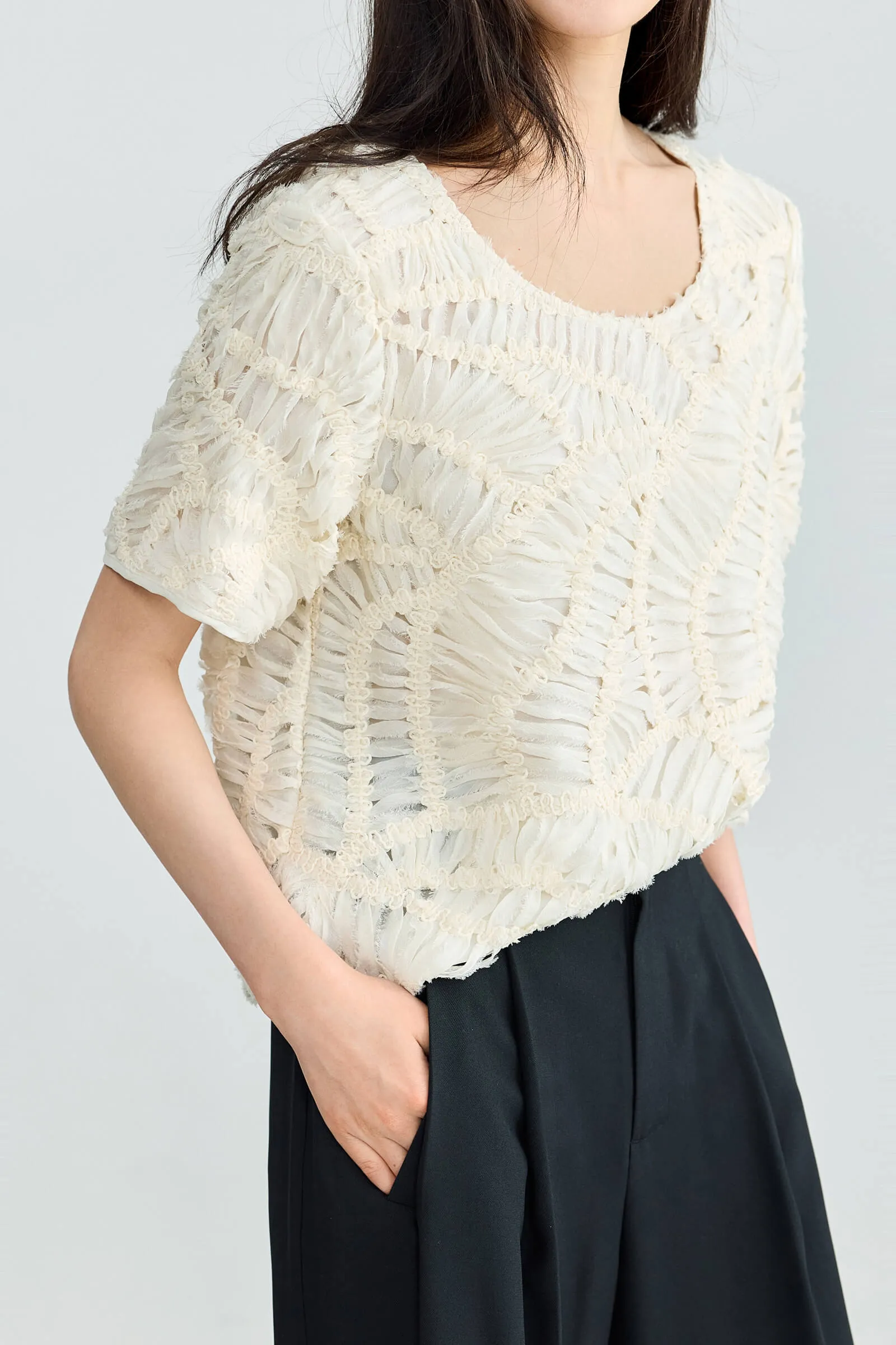 LILY Design Hollow Chiffon Shirt