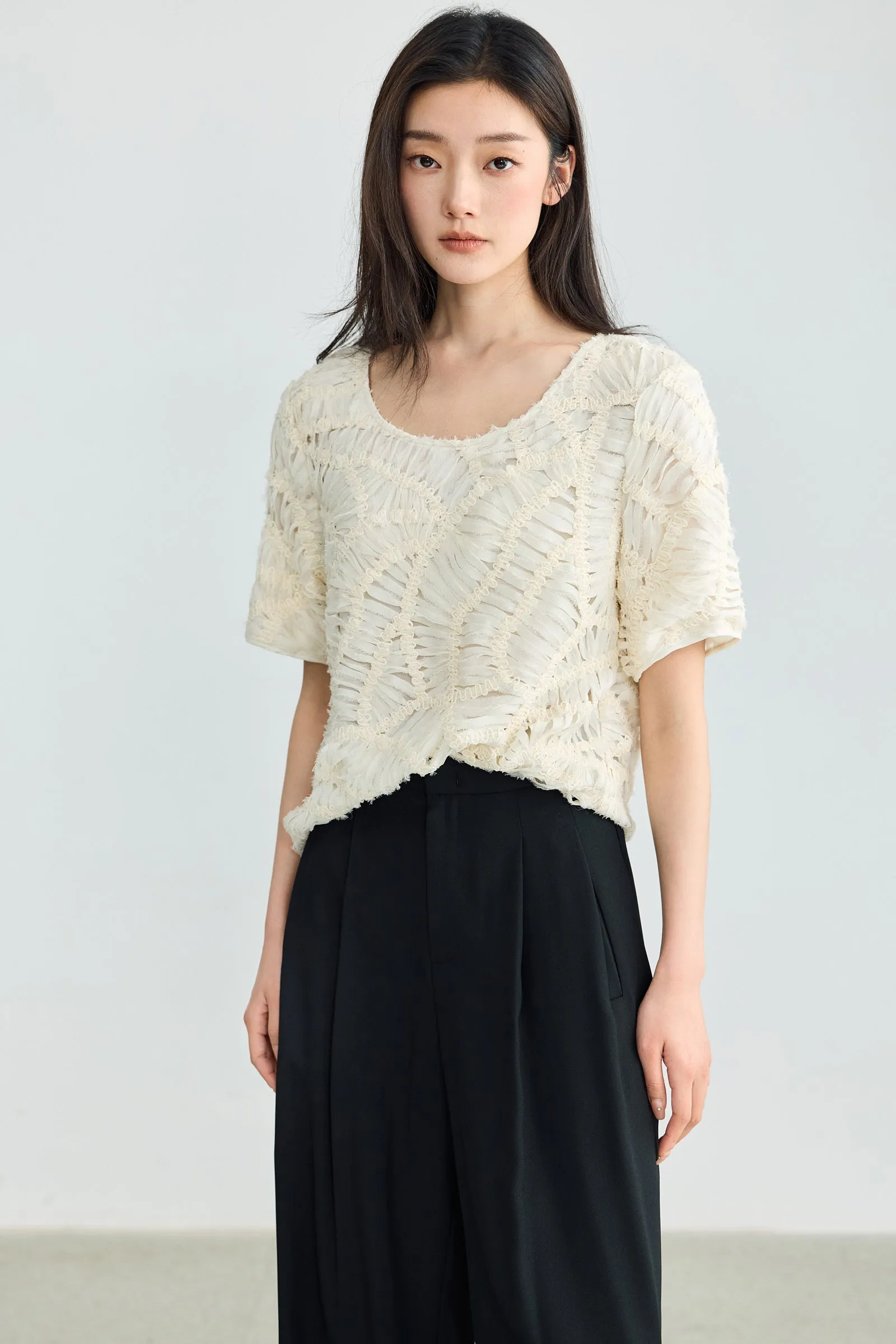 LILY Design Hollow Chiffon Shirt