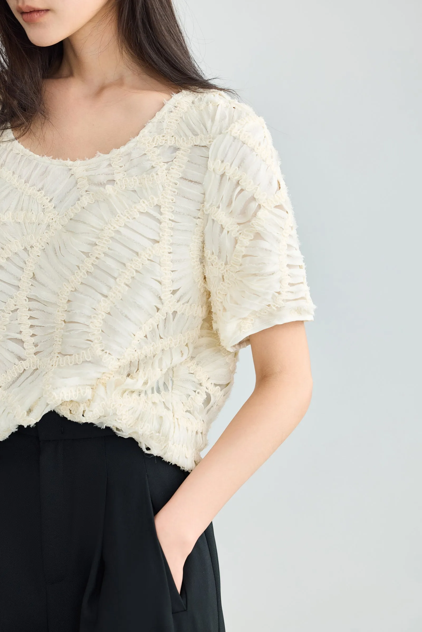 LILY Design Hollow Chiffon Shirt