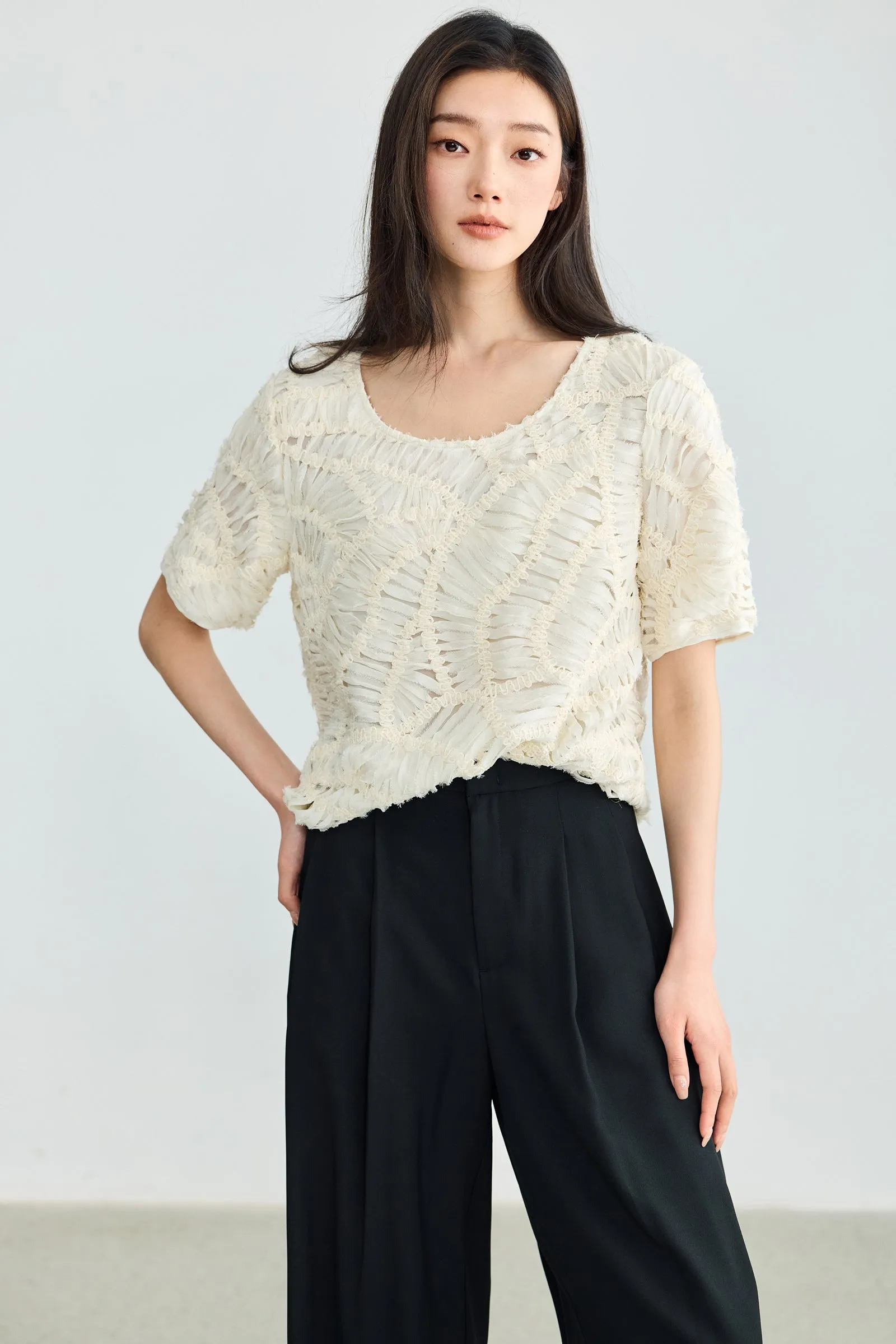 LILY Design Hollow Chiffon Shirt