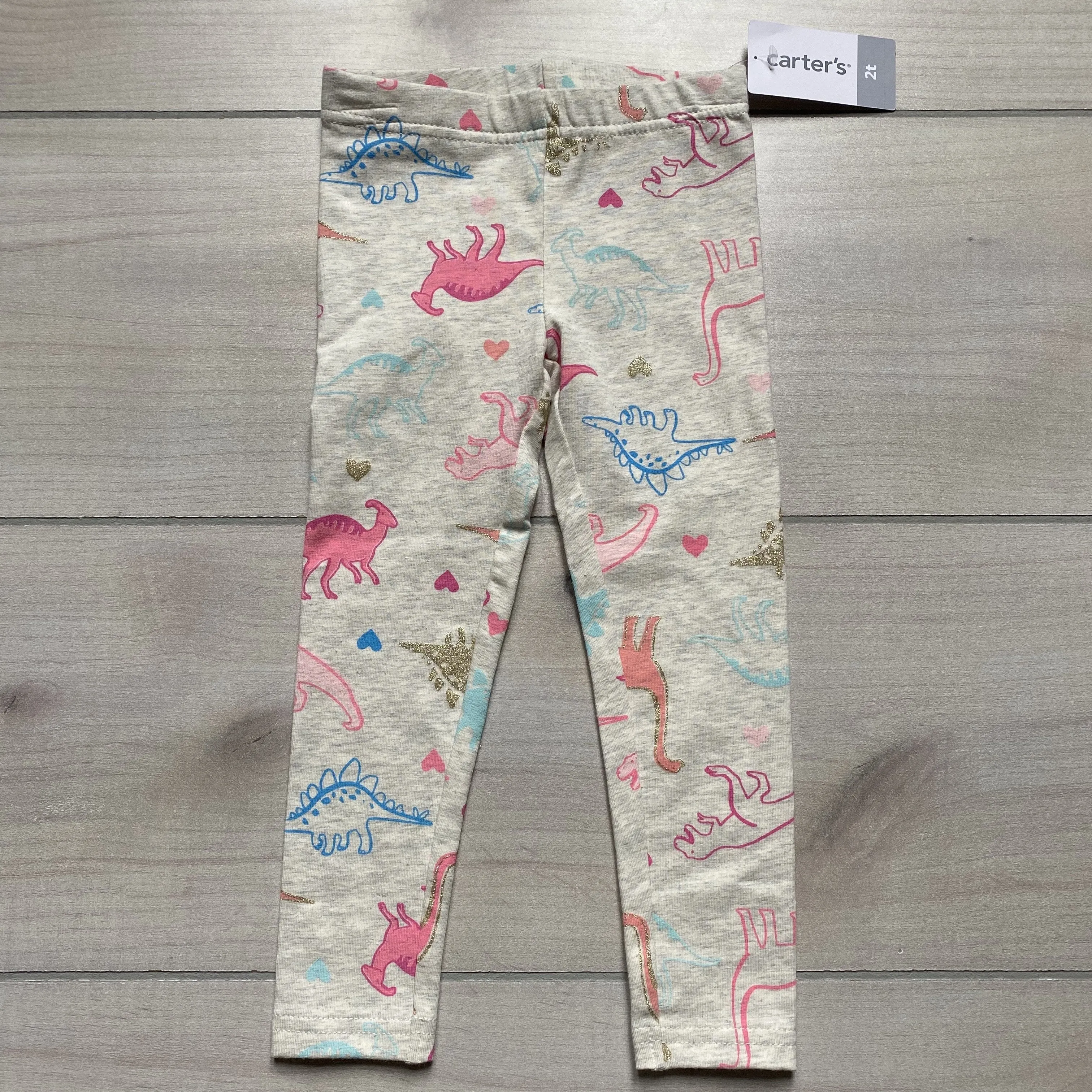 NEW Carter's Sparkle Dinosaur Tan Leggings