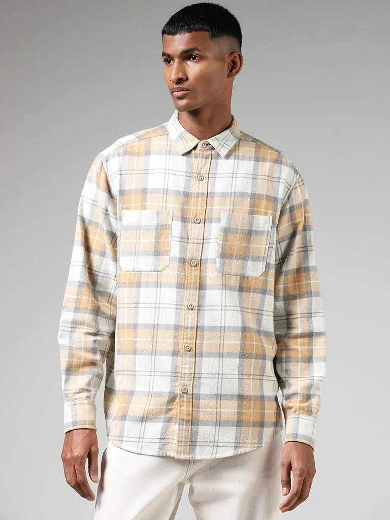 Nuon Cream Checked Cotton Relaxed-Fit Shirt